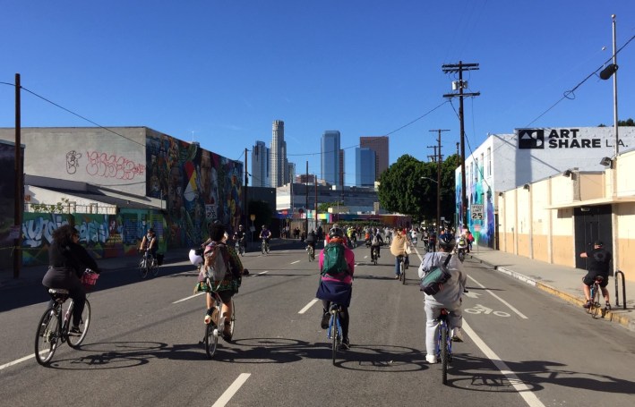 CicLAvia opening streets in the downtown L.A. Arts District