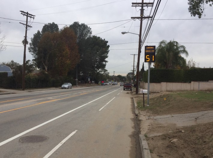 In this 40 MPH area of La Tuna Canyon Road, LADOT's speed signs registered speeds above 50 MPH today