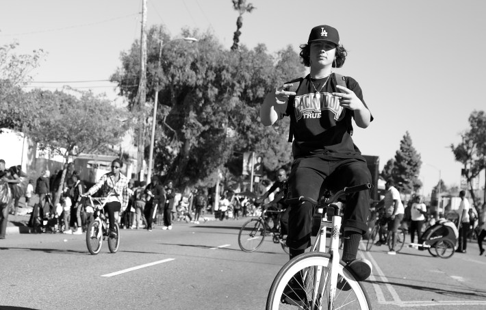 This youth said he joined in when he saw the group riding. Sahra Sulaiman/Streetsblog L.A.