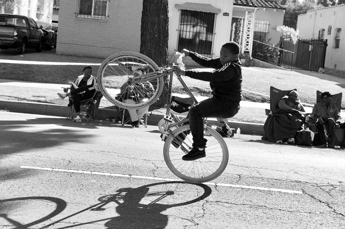 This little guy was determined to hone his wheelie skills. Sahra Sulaiman/Streetsblog L.A.