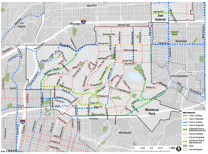 City of Monterey Park bike plan map