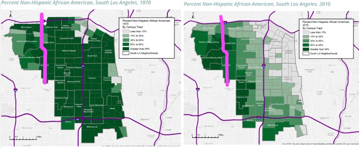 The report Roots Raices produced by USC's Manuel Pastor, Pierrette Hondagneu-Sotelo, Alejandro Sanchez-Lopez, Pamela Stephens, Vanessa Carter, and Walter Thompson-Hernandez contains a sobering look at how much of the Black population has been lost in recent decades. Source: Roots Raices