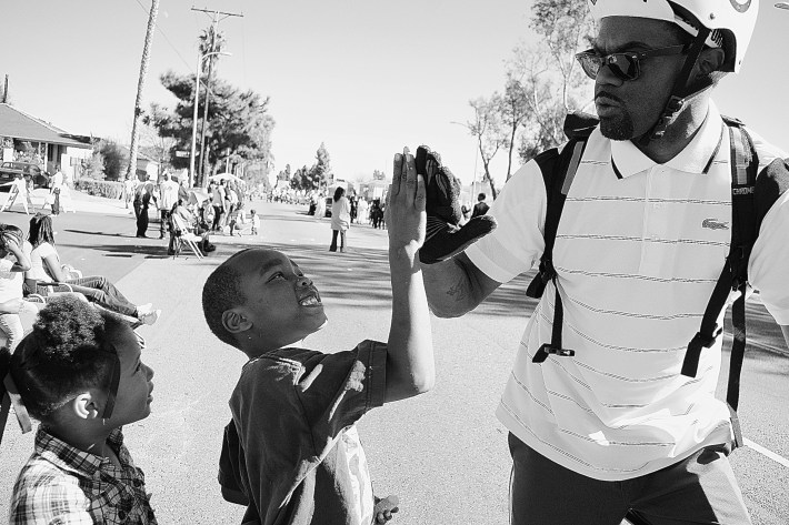 In 2013, Jeremy Swift, one of the founders of Black Kids on Bikes, encouraged kids to take up biking and listen to their mothers. Sahra Sulaiman/Streetsblog L.A.