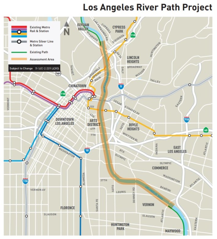 Metro L.A. River path project map