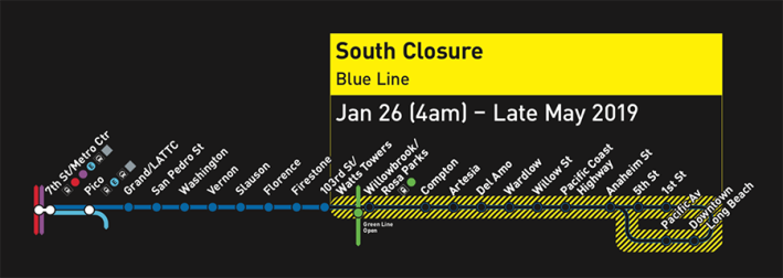 Lower Blue Line closure map - via Metro