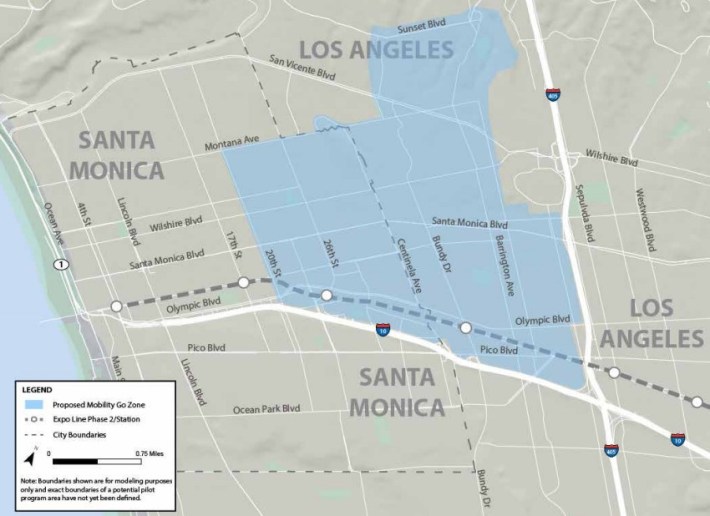 SCAG's potential Westside congestion pricing cordon includes parts of the cities of L.A. and Santa Monica
