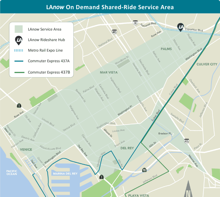 Map of LAnow service area - via LADOT
