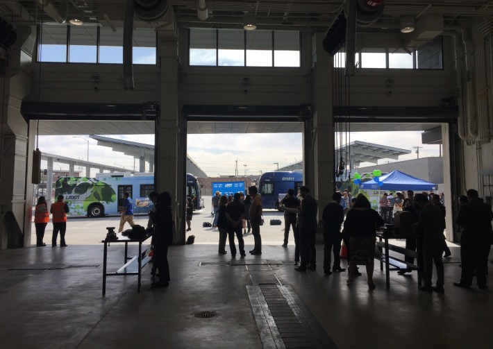 The view from the bus maintenance bays at LADOT Transit's new operations and maintenance facility