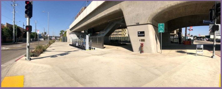Rendering of potential e-scooter dock at Expo Sepulveda station. Image via Metro report