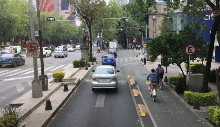 Protected bike lane in Mexico City
