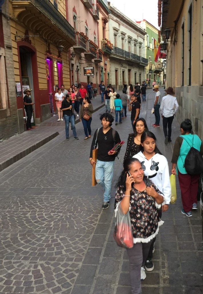 Narrow street in central Guanajuato.