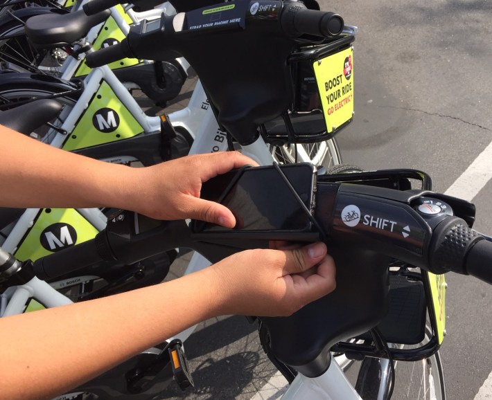 Metro's e-bikes feature a phone-holder