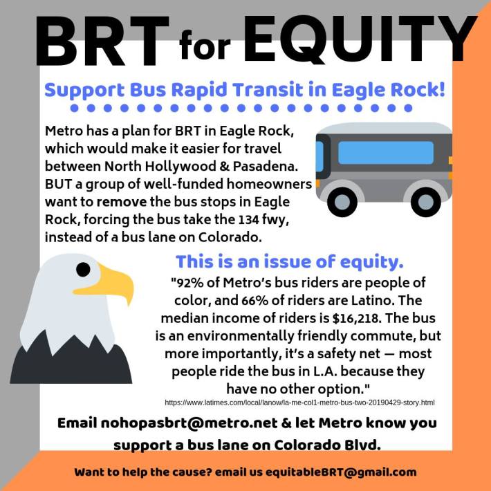 Eagle Rock residents are campaigning for effective BRT. Image via Walk Eagle Rock Twitter