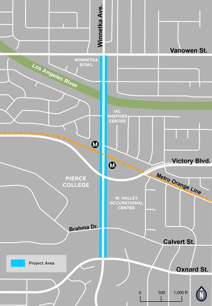 Map of Winnetka Avenue improvements - via LADOT