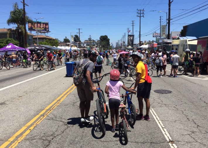 Activity hubs were crowded with CicLAvia participants