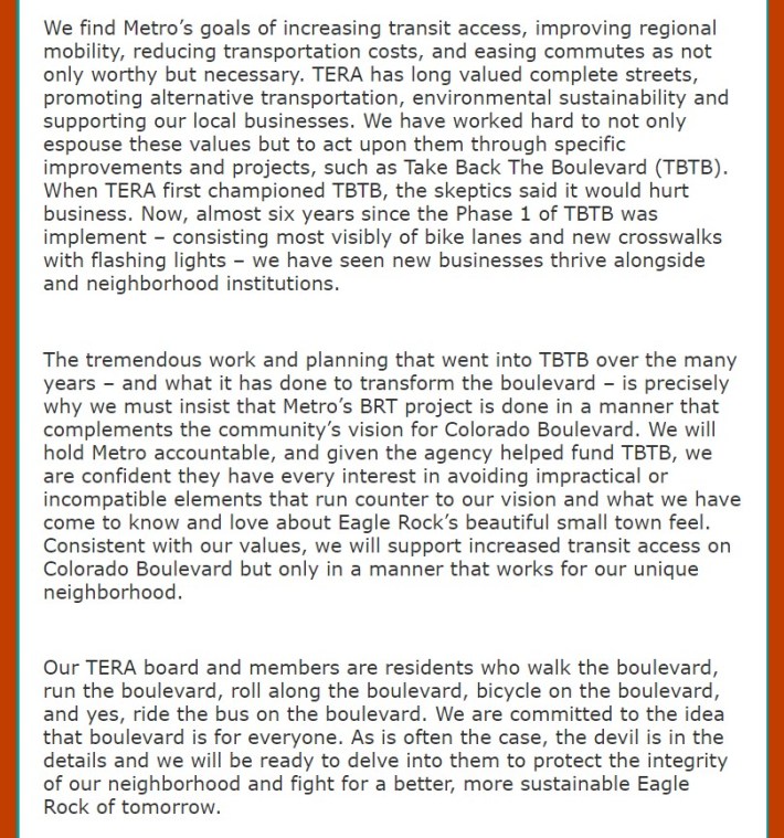 Screenprint of portion of June 2019 TERA newsletter