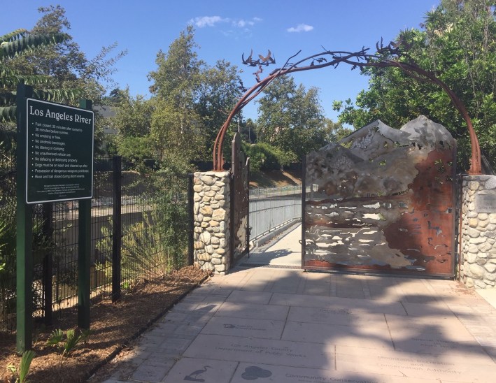 Welcoming gate to the north bank walk path - near Whitsett Avenue in Studio City