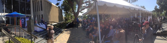 Inglewood Mayor and Metro Board Chair James Butts speaking at this morning's Foothill Gold Line celebration