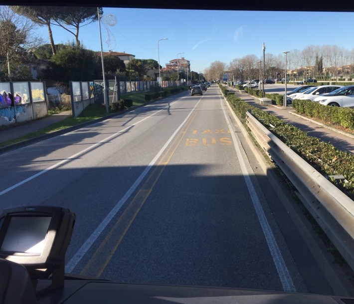 Bus-only lane in Pisa, Italy