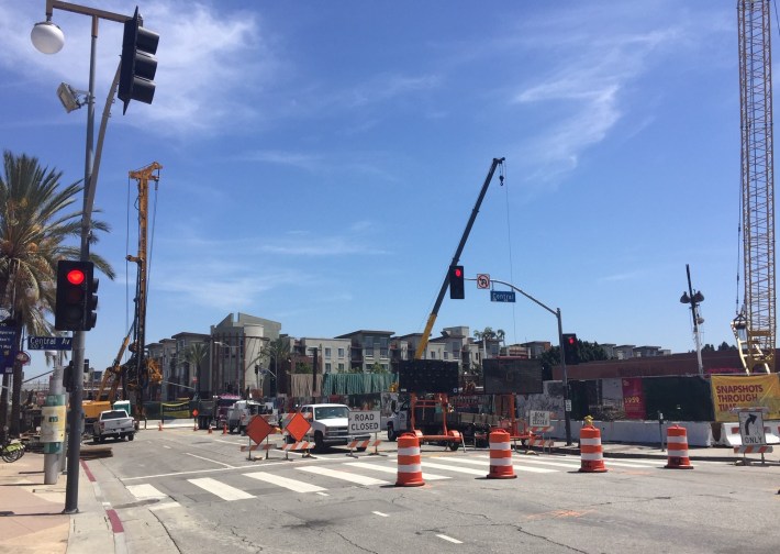 First Street closed at Central Avenue - for Metro Regional Connector subway construction