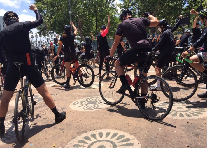 Cyclists observing 8 minutes 46 seconds of silence for George Floyd