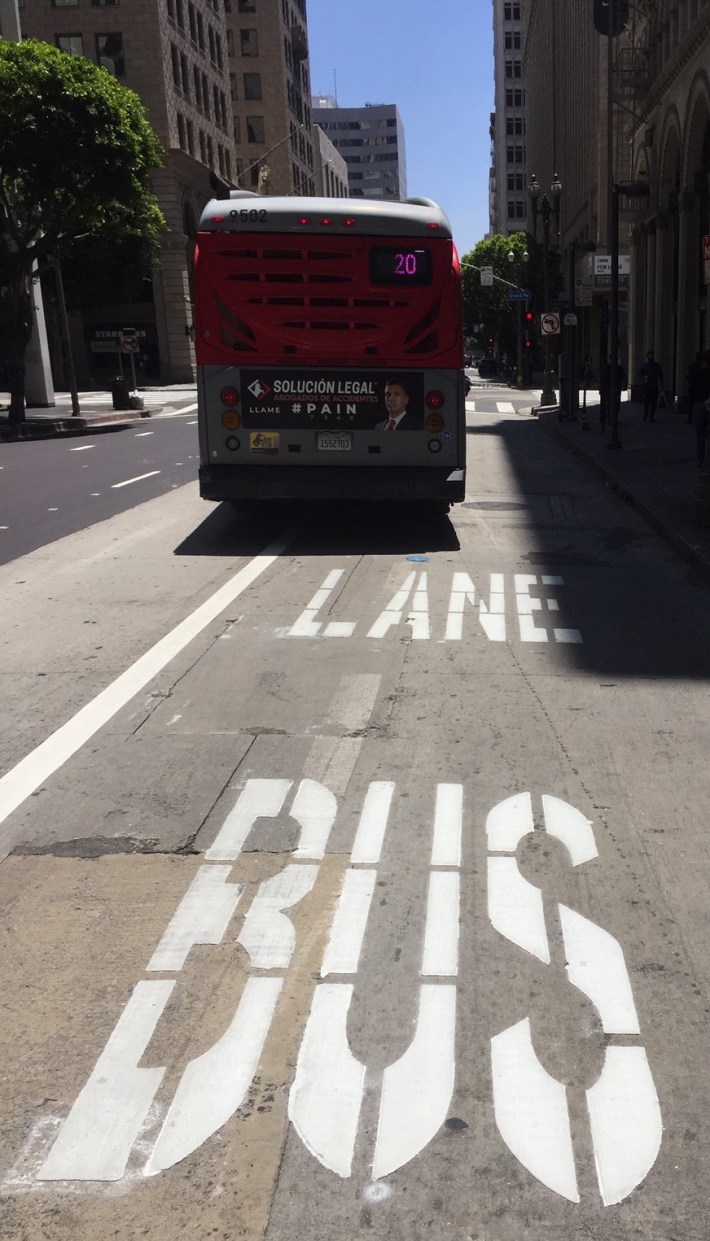 A new bus lane has been installed on 6th Street in downtown L.A.