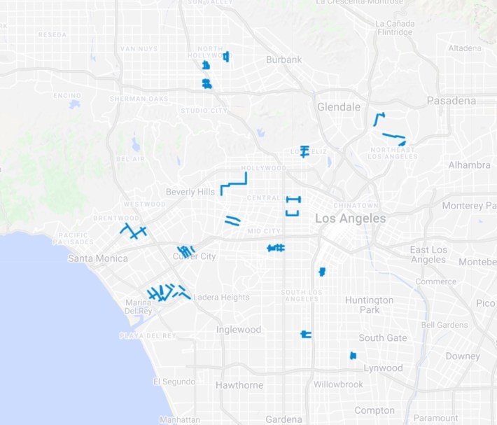 Current L.A. Slow Streets - view Google map via Streets for All