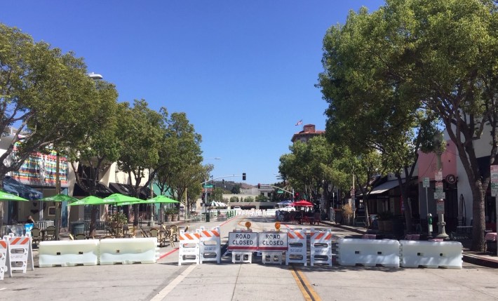 One block of Main Street (immediately north of Culver Blvd) is closed to car traffic