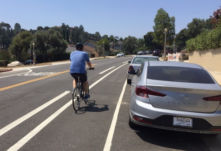 New buffered bike lanes were added to Griffith Park Blvd north of Los Feliz Blvd, where xxxx
