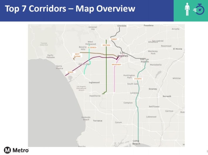 Possible Metro Bus Rapid Transit corridors - map via Metro presentation