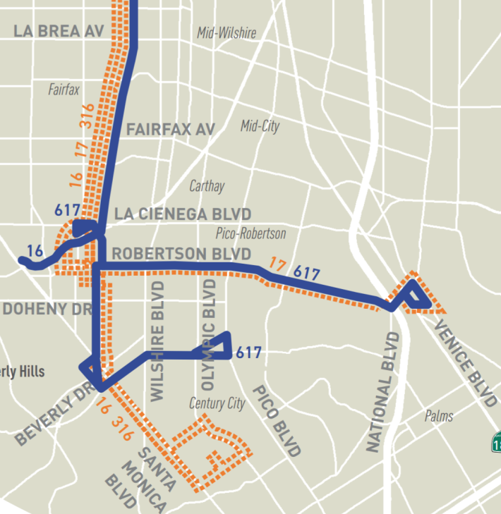 Map of new route 617 from NextGen service plan