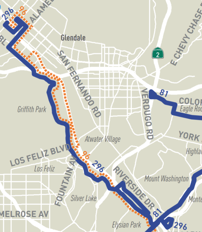 Map of new route 296, from NextGen plan