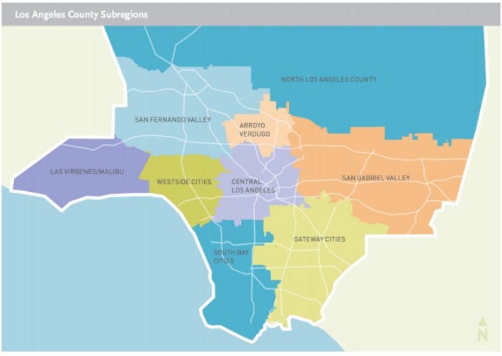 L.A. County subregions - via Investing in Place