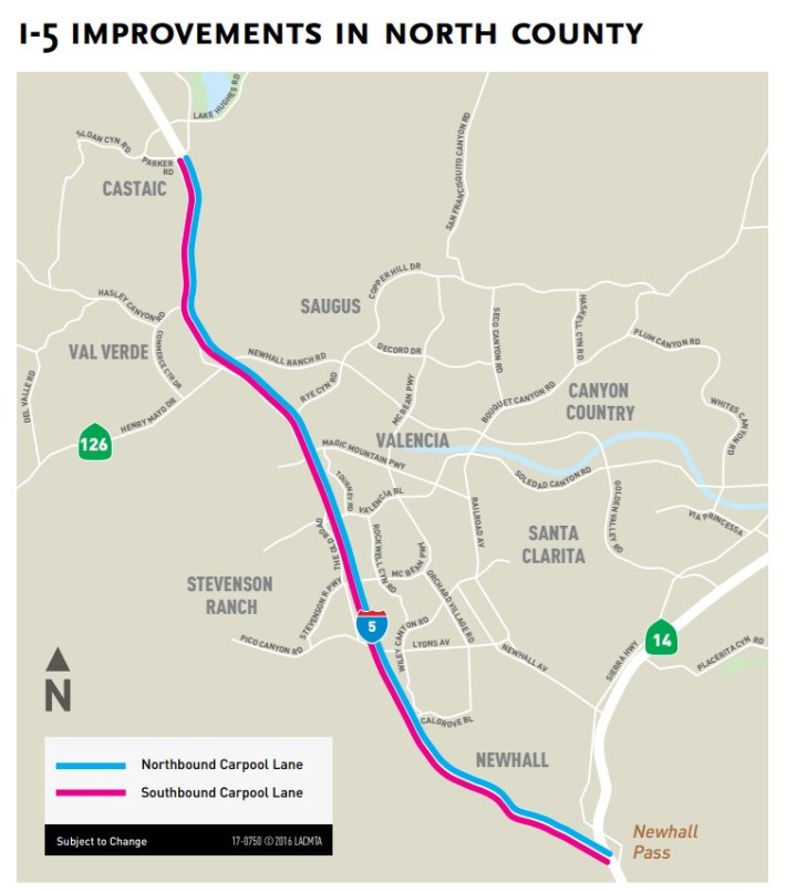 Map for I-5 North County Enhancements Project - via Metro project fact sheet