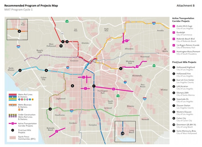 Map of Metro 2021 MAP grants - via Metro