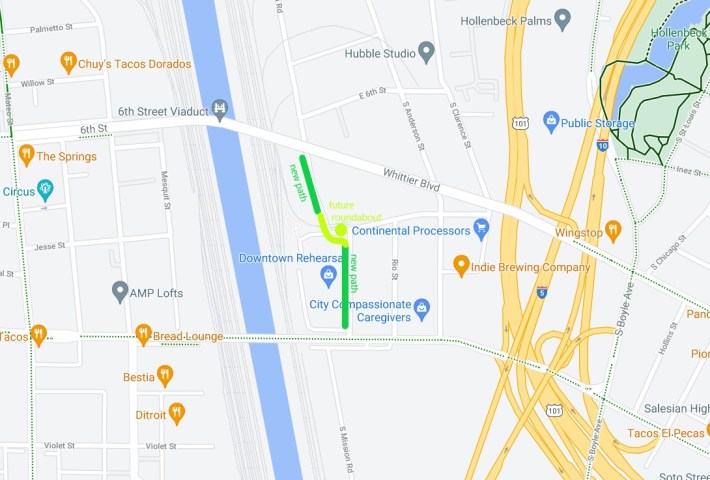 Location of two new short bike path segments
