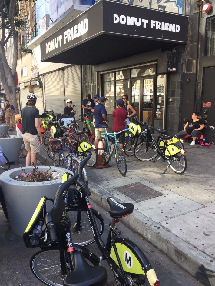 The Solidarity Ride stop at Donut Friend