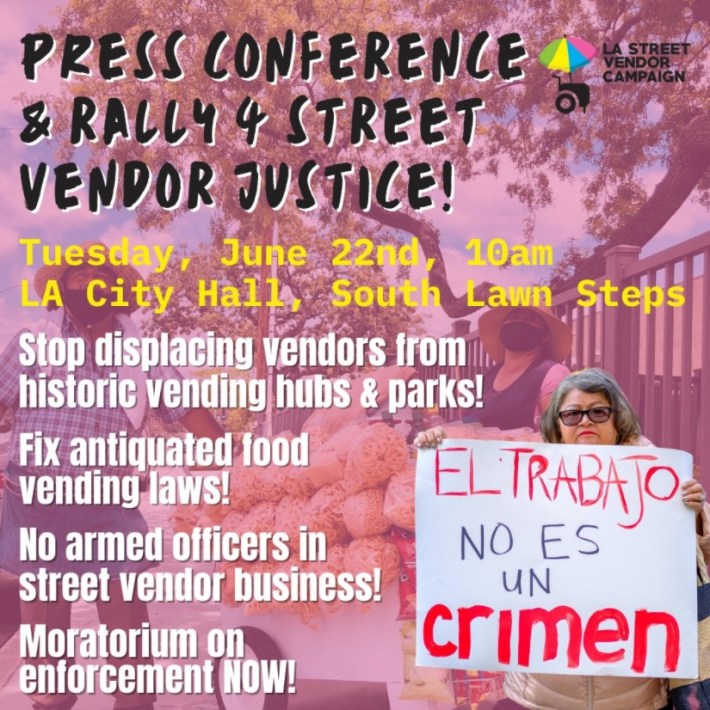 Street Vendor rally tomorrow morning at 10 a.m.