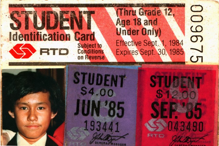 The author’s RTD student bus pass from 1984-1985. Photo by Elson Trinidad