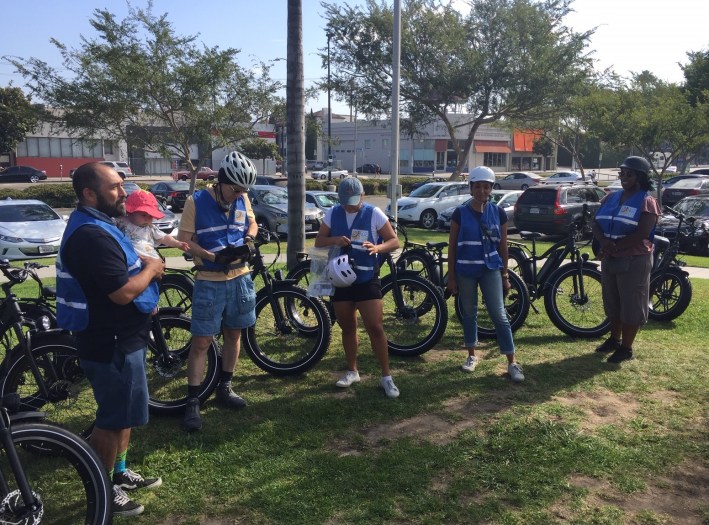Riders gather at Pan Pacific Park for LACBC safety orientation