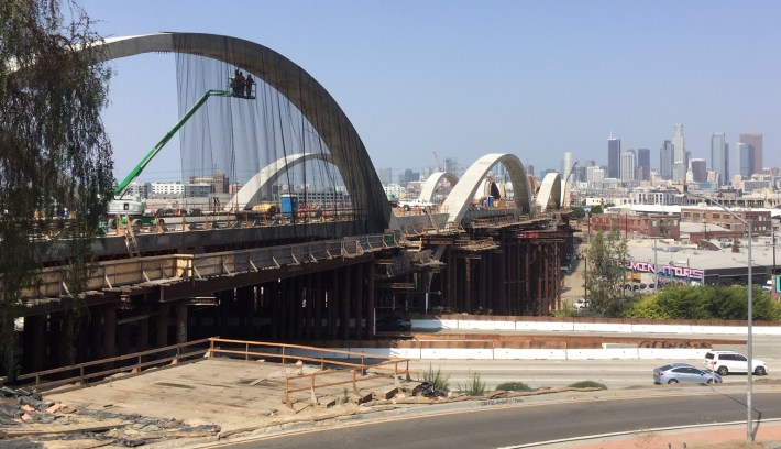 View of Sixth Street Bridge under construction today