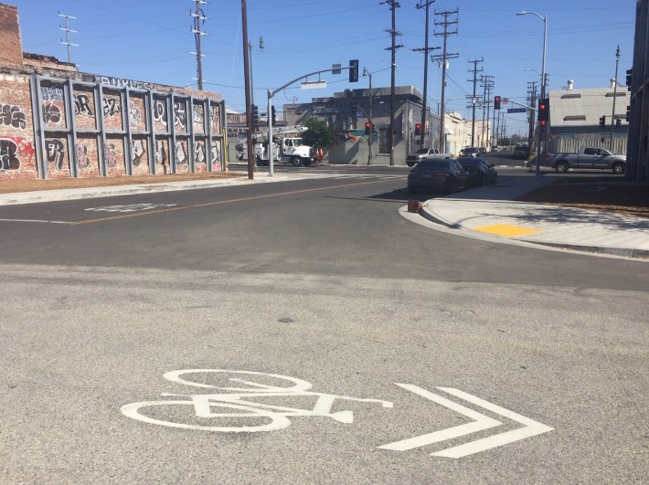BOE installed some pretty ridiculous sharrows on Baker Street in Chinatown