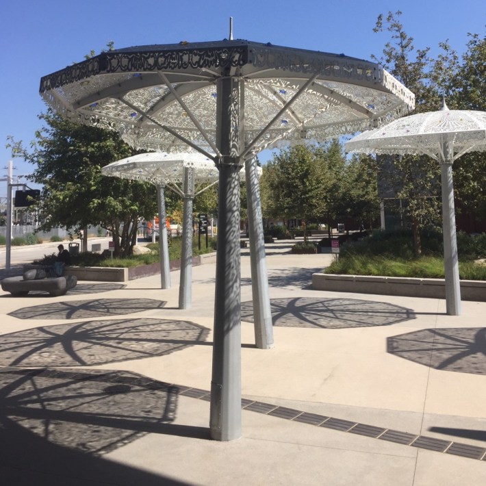 New artistic shade structures at Metro Rosa Parks Station
