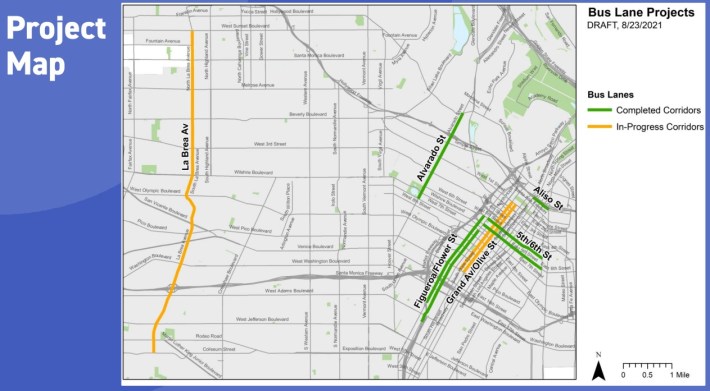 Metro bus-only lanes project map - via Metro presentation