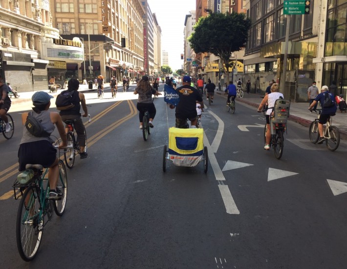 CicLAvia through downtown's skyscraper canyons