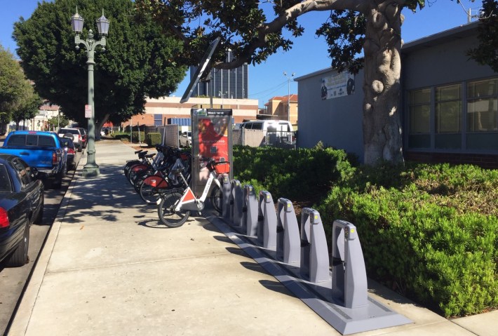 Metro Bike Share docks at Hollywood City Hall - on Wilcox Avenue just north of Fountain Avenue