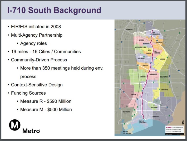 Slide from January 20, 2021, Metro 710 widening community meeting presentation