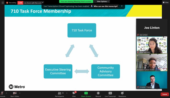 Metro's slide announcing how the new 710 Freeway widening Community Advisory Committee will work