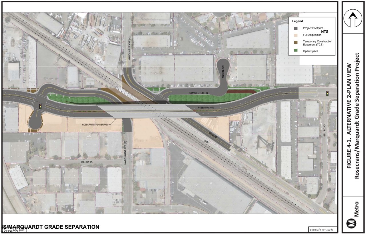 Rosefrans/Marquardt Grade Separation plan view - via project report