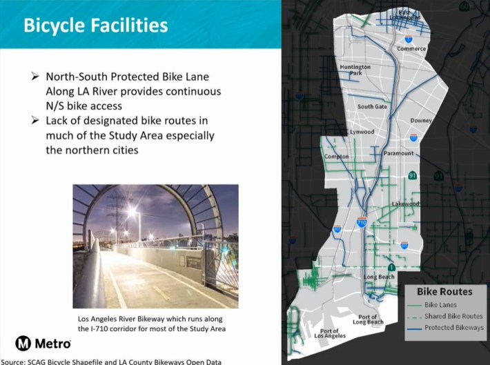 Metro's error-ridden slide of 710 corridor bikeways - capture from Metro 710